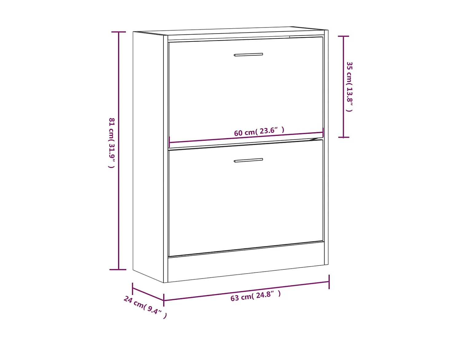 Armoire à chaussures Chêne fumé 63x24x81 cm Bois d'ingénierie