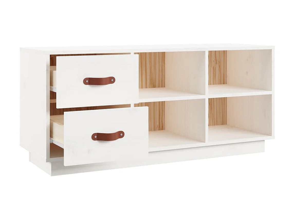 Banc à chaussures Blanc 100x34x45 cm Bois de pin massif