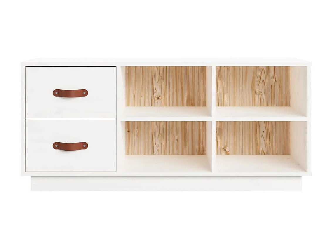 Banc à chaussures Blanc 100x34x45 cm Bois de pin massif