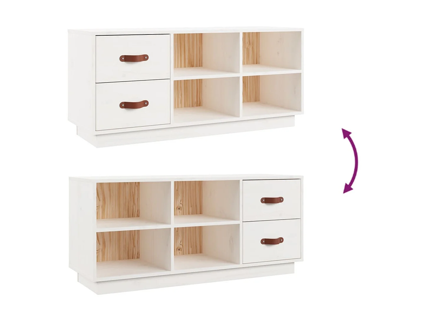 Banc à chaussures Blanc 100x34x45 cm Bois de pin massif