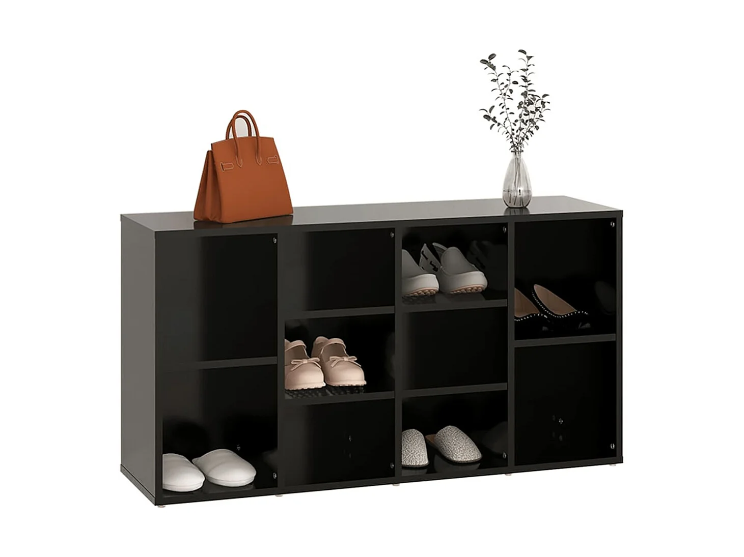 Banco zapatero Aglomerado negro 103x30x54,5 cm