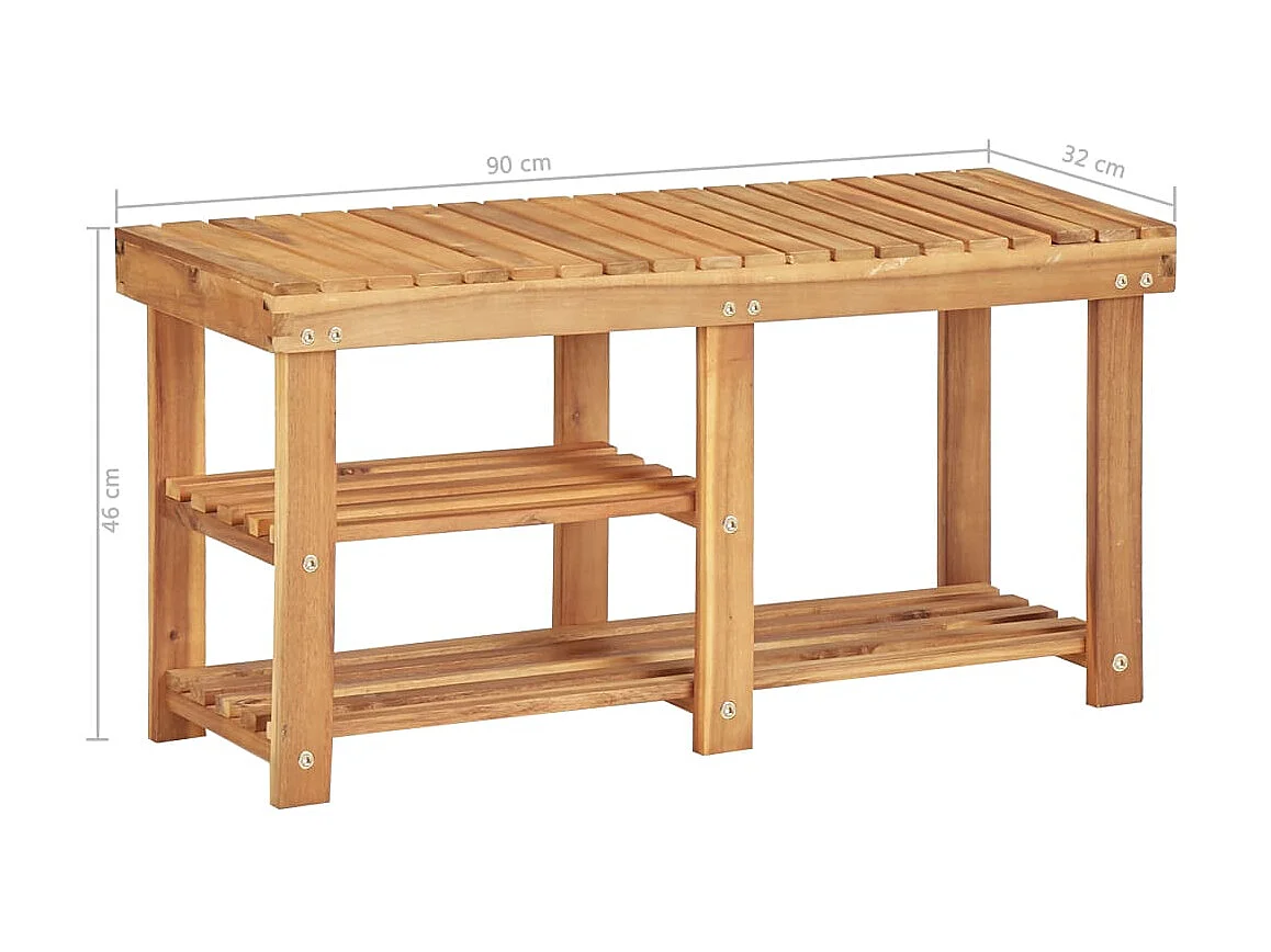 Scarpiera 90x32x46 cm Legno massello di acacia