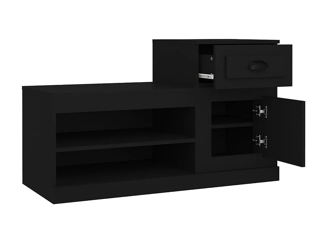 Zapatero negro 100x42x60 cm de madera contrachapada