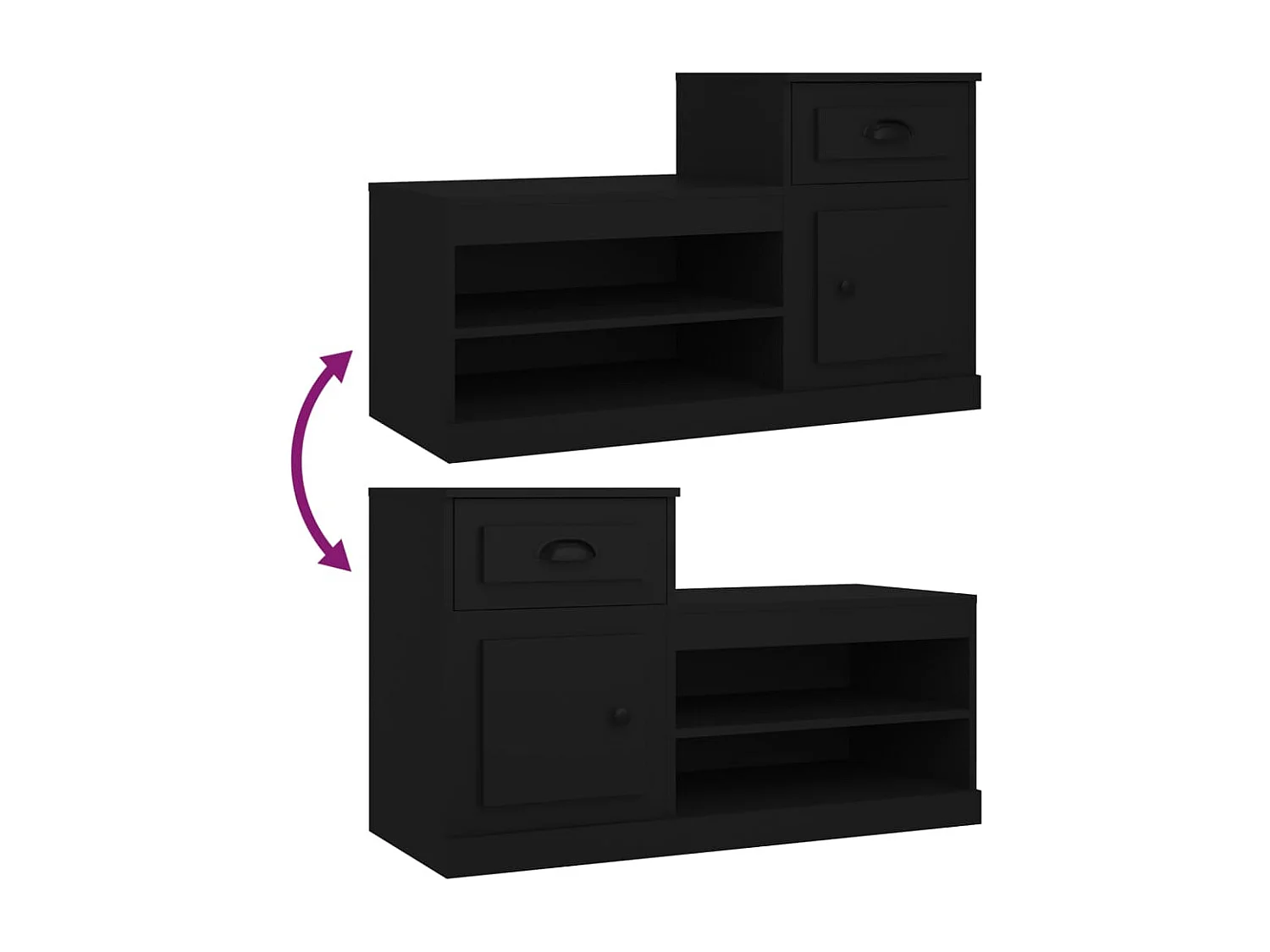 Zapatero negro 100x42x60 cm de madera contrachapada