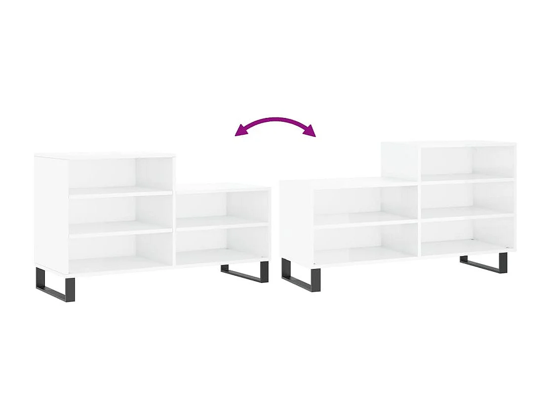 Scarpiera Bianco lucido 102x36x60 cm MDF