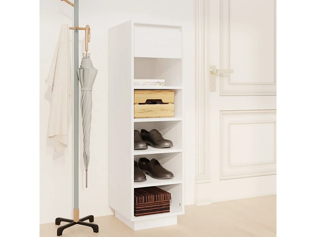 Sapateira branca 30x34x105 cm madeira maciça de pinho