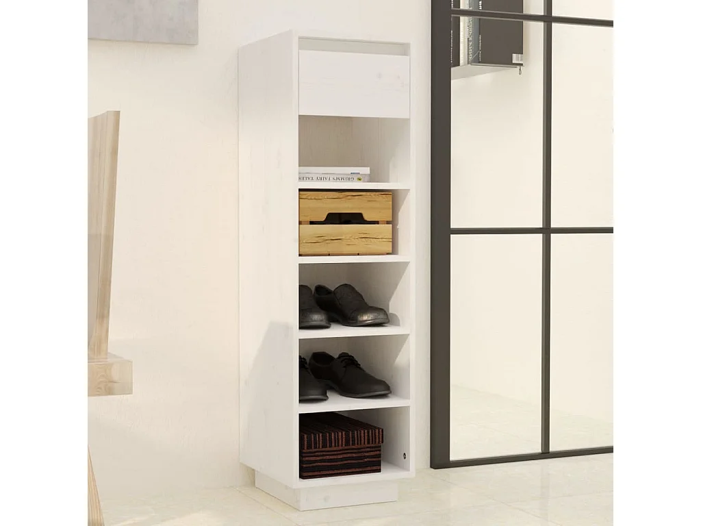 Sapateira branca 30x34x105 cm madeira maciça de pinho