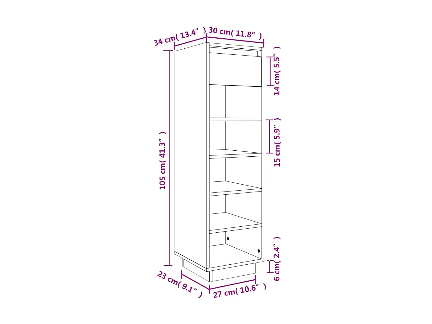Sapateira branca 30x34x105 cm madeira maciça de pinho