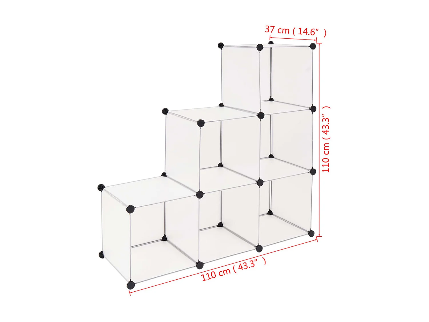 Organizer portaoggetti a cubo con 6 scomparti Bianco