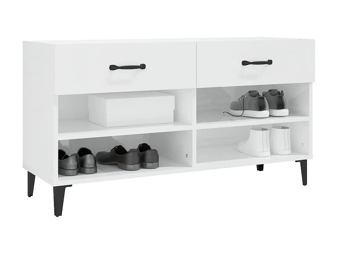 Zapatero Blanco brillo 102x35x55 cm Madera contrachapada