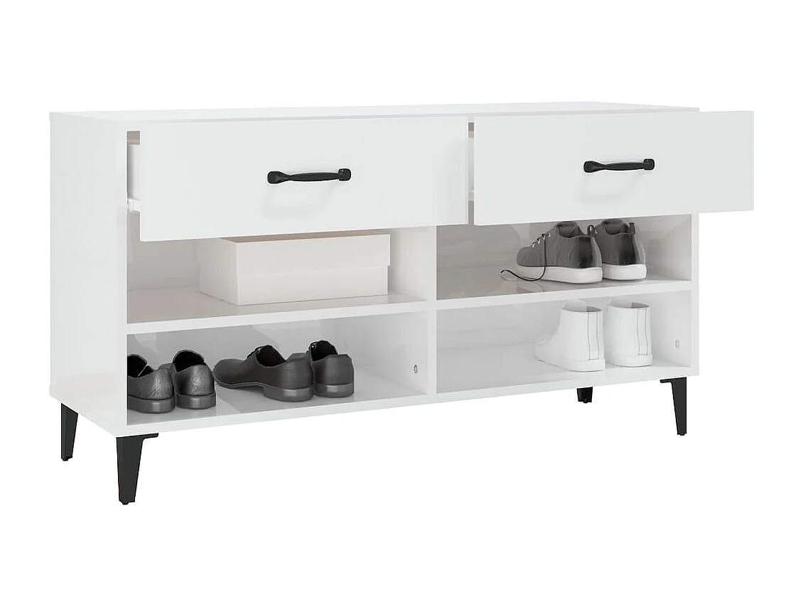 Zapatero Blanco brillo 102x35x55 cm Madera contrachapada