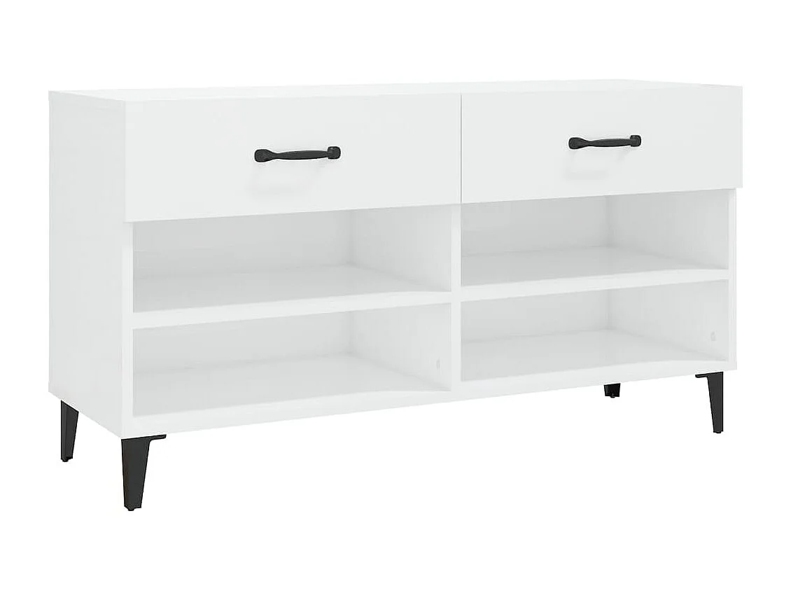 Schuhschrank, glänzend weiß, 102 x 35 x 55 cm, Holzwerkstoff