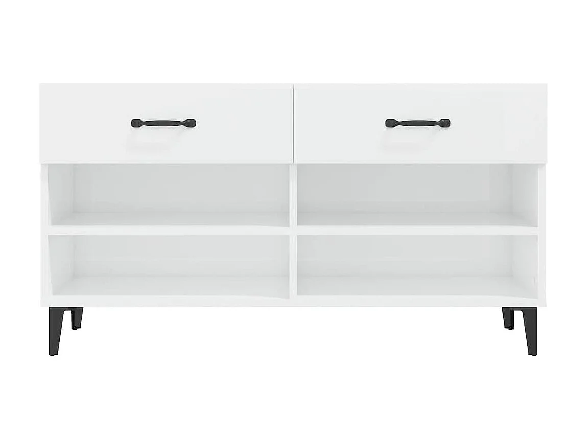 Schuhschrank, glänzend weiß, 102 x 35 x 55 cm, Holzwerkstoff