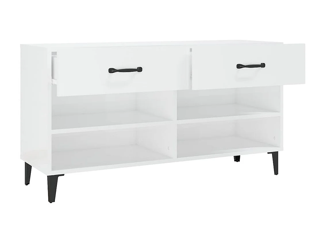 Schuhschrank, glänzend weiß, 102 x 35 x 55 cm, Holzwerkstoff