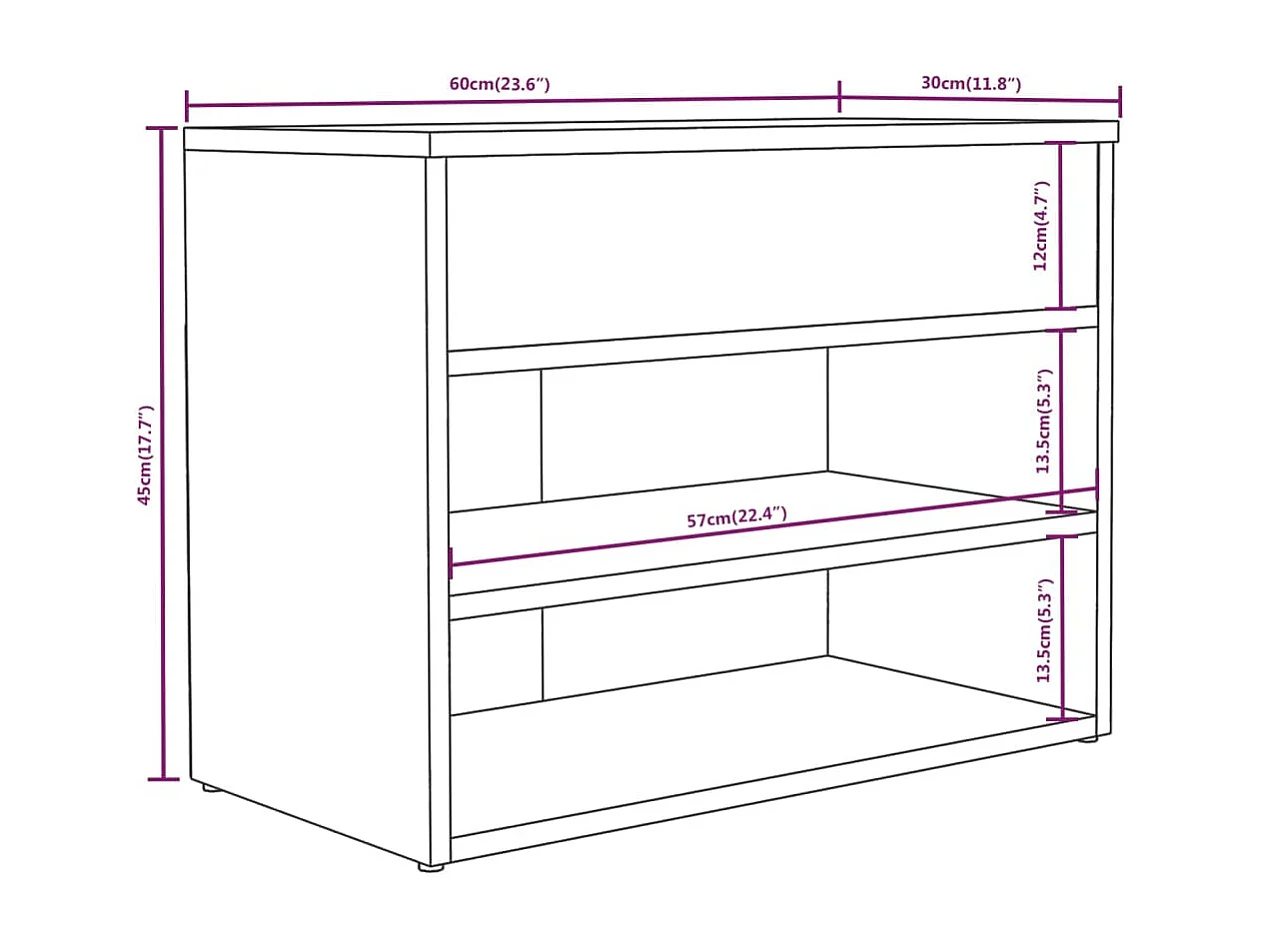 Schuhbank Braune Eiche 60x30x45 cm Holzwerkstoff