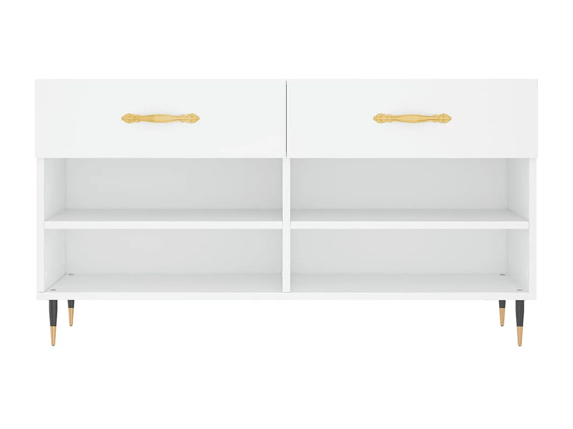 Banc à chaussures blanc 102x35x55 cm bois d'ingénierie