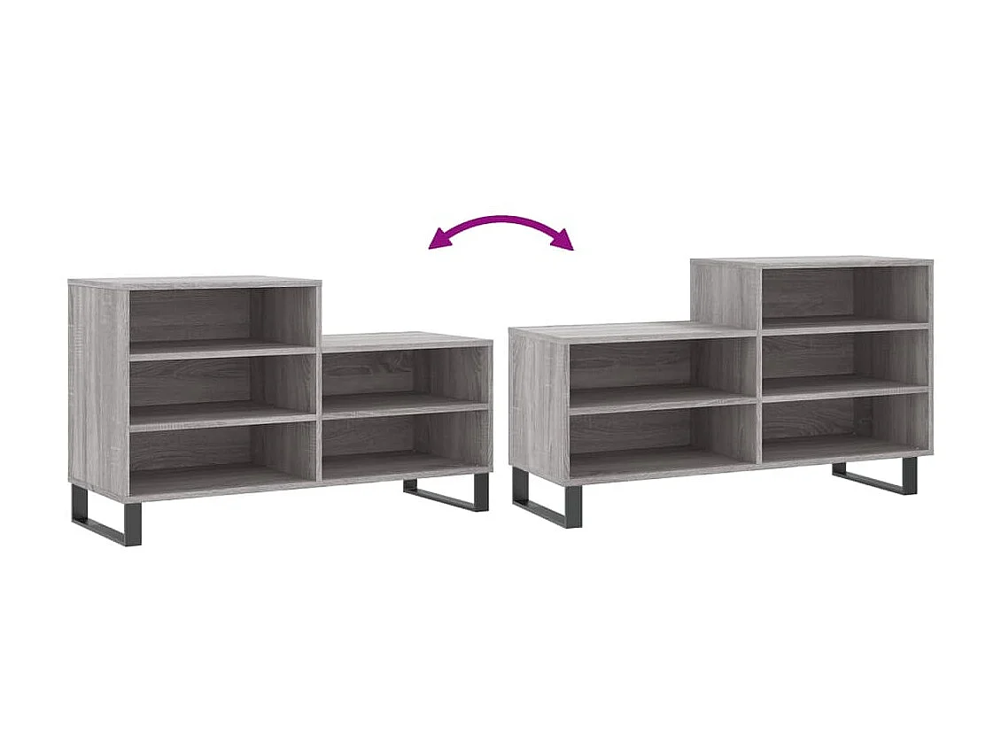 Armoire à chaussures Sonoma gris 102x36x60 cm Bois d'ingénierie