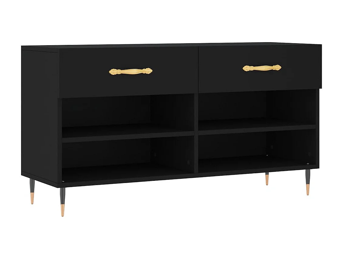 Zwarte schoenenbank 102x35x55 cm samengesteld hout