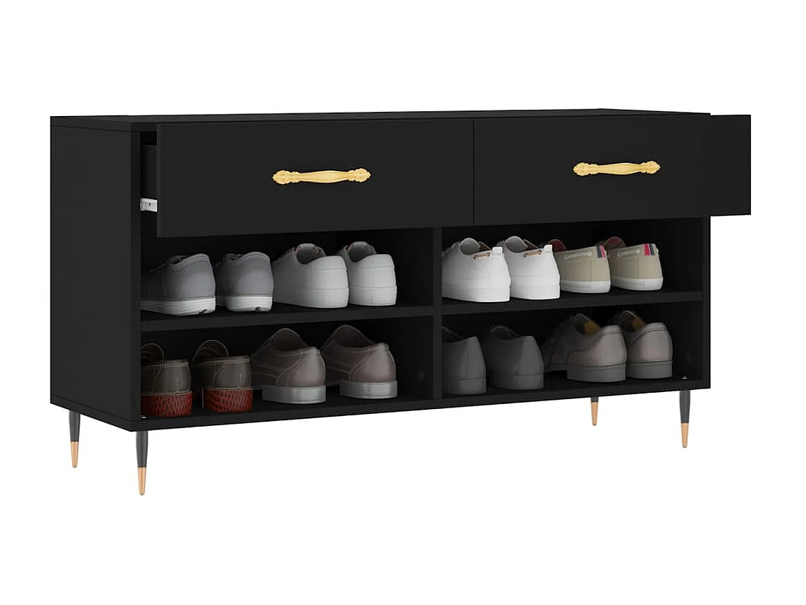 Zwarte schoenenbank 102x35x55 cm samengesteld hout