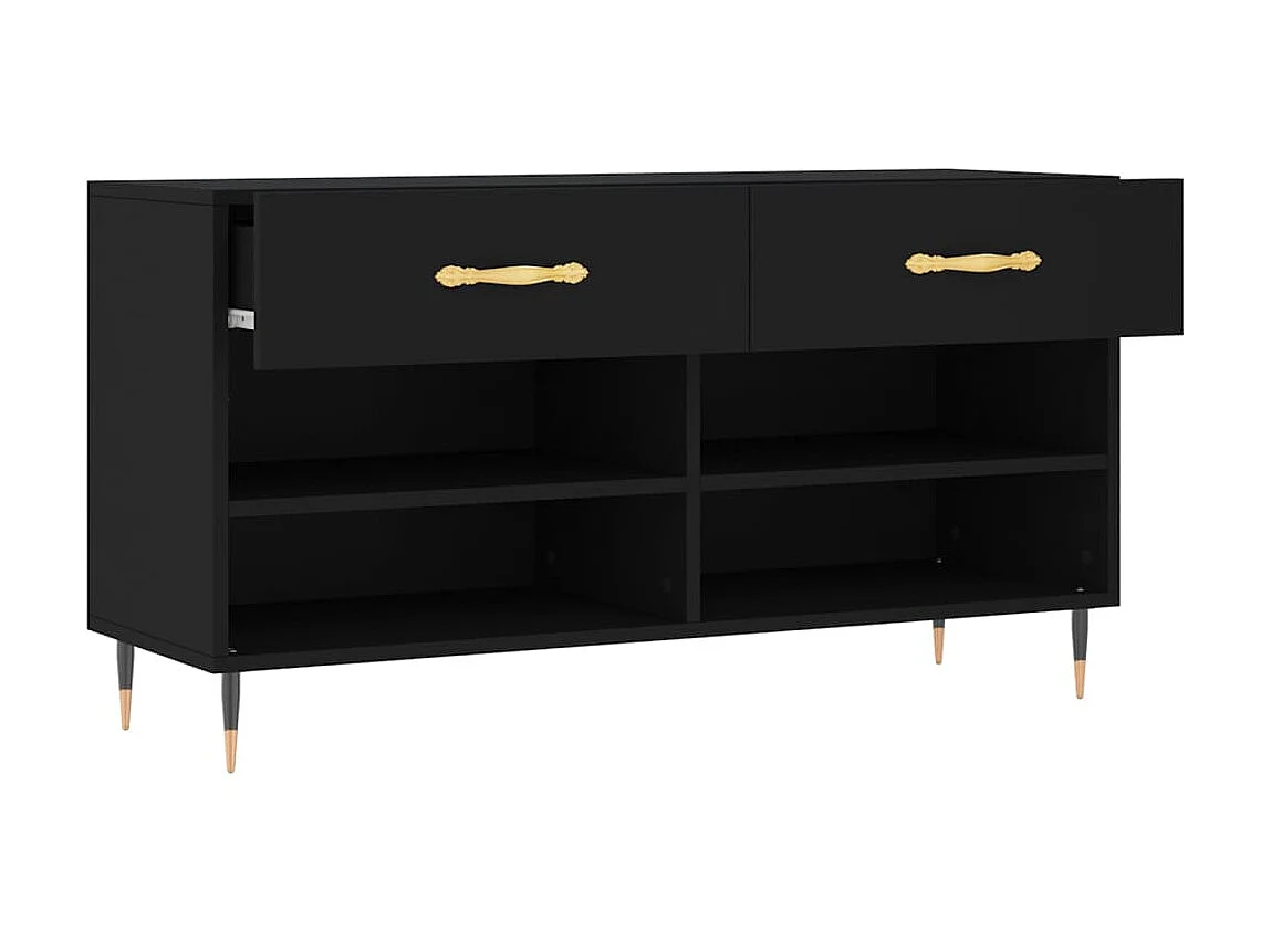 Zwarte schoenenbank 102x35x55 cm samengesteld hout