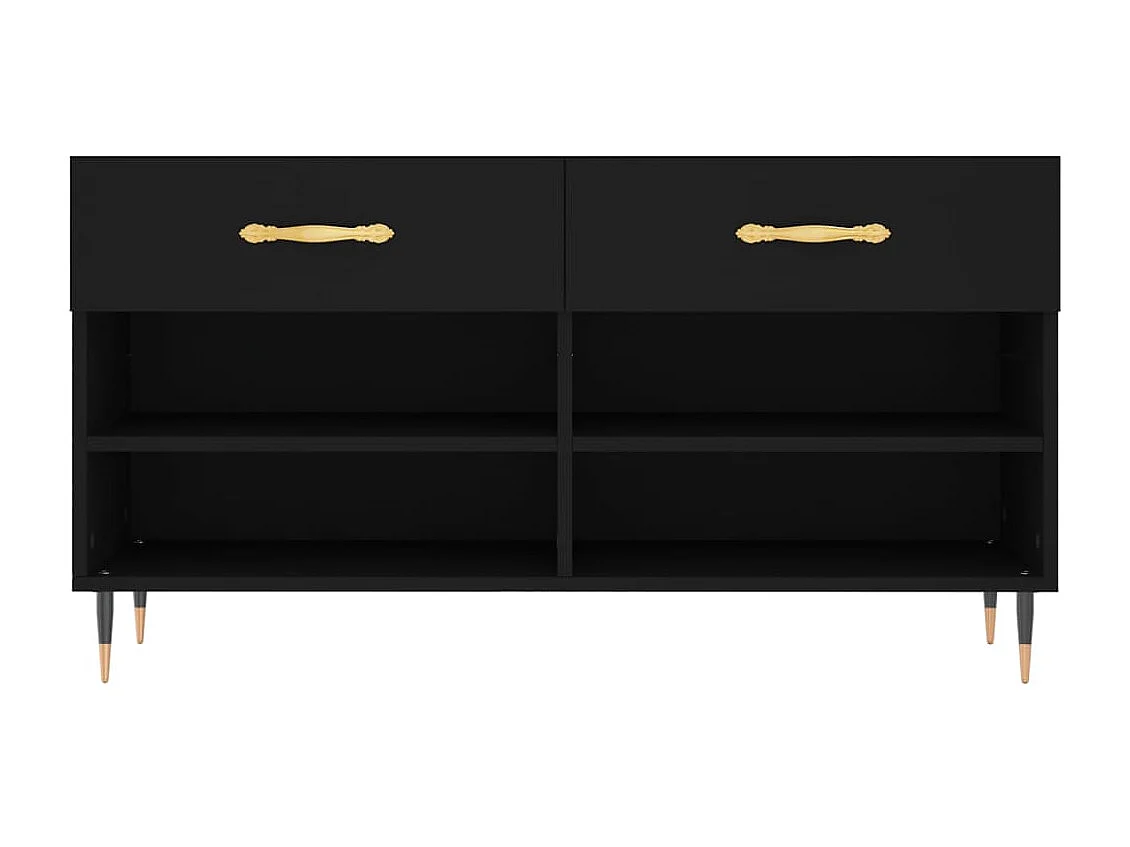 Zwarte schoenenbank 102x35x55 cm samengesteld hout