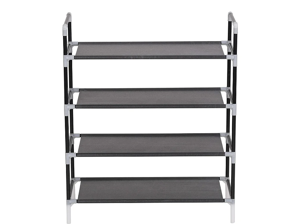 Range-chaussures avec 4 étagères Métal et Tissu non tissé Noir