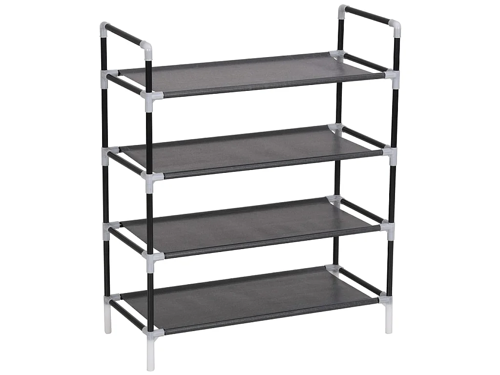 Range-chaussures avec 4 étagères Métal et Tissu non tissé Noir