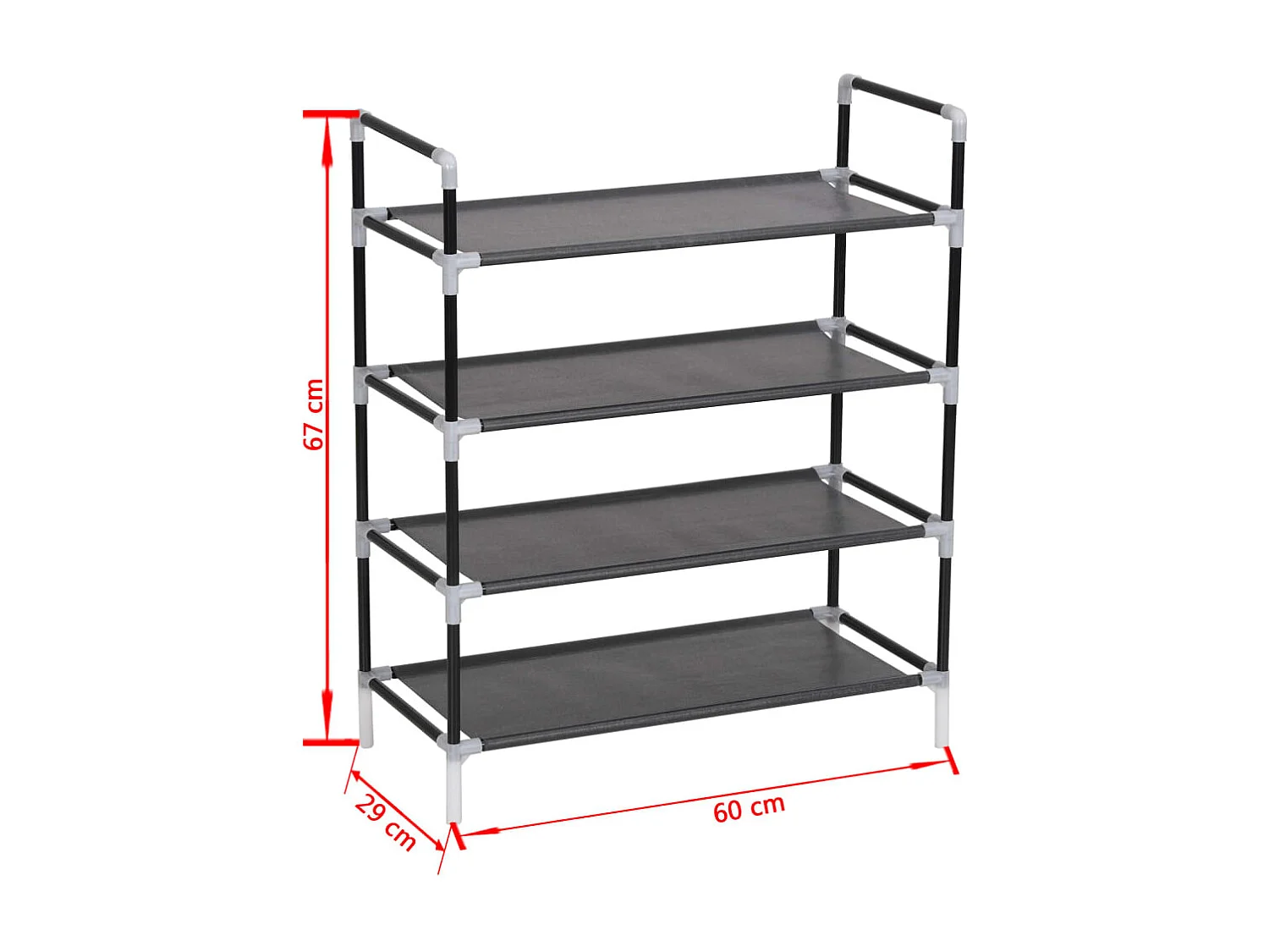 Range-chaussures avec 4 étagères Métal et Tissu non tissé Noir