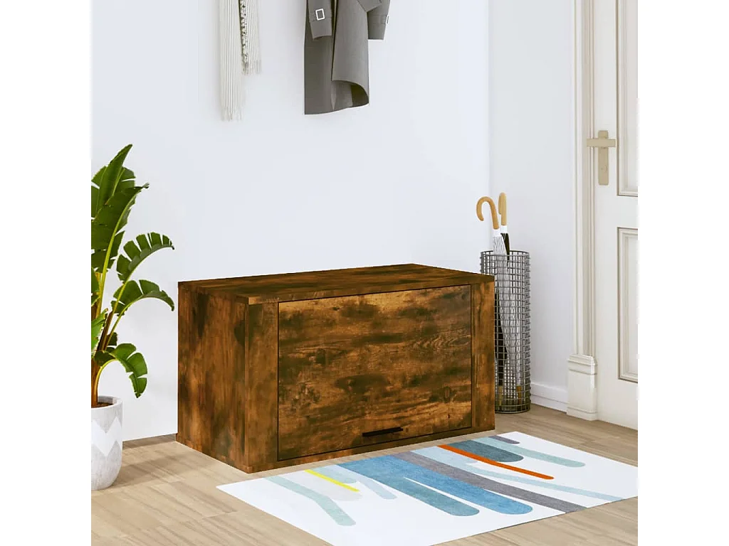 Armoire à chaussures murale Chêne fumé 70x35x38 cm Bois de Pin