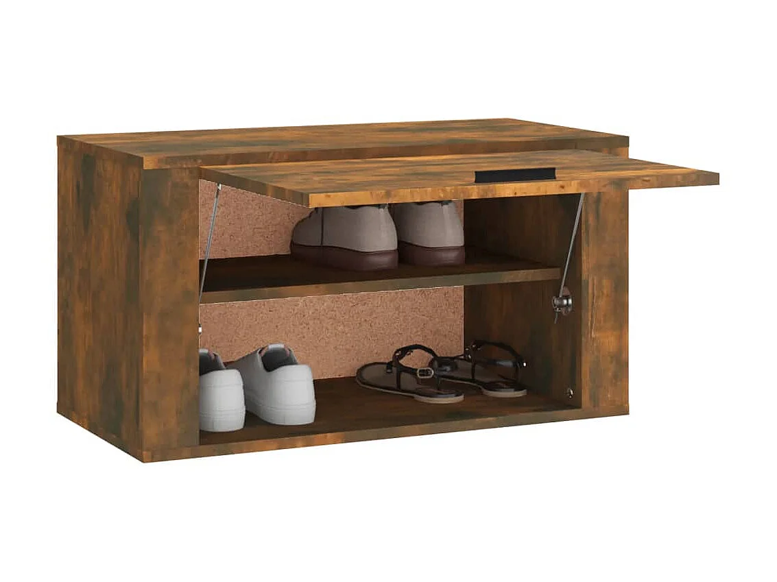 Armoire à chaussures murale Chêne fumé 70x35x38 cm Bois de Pin