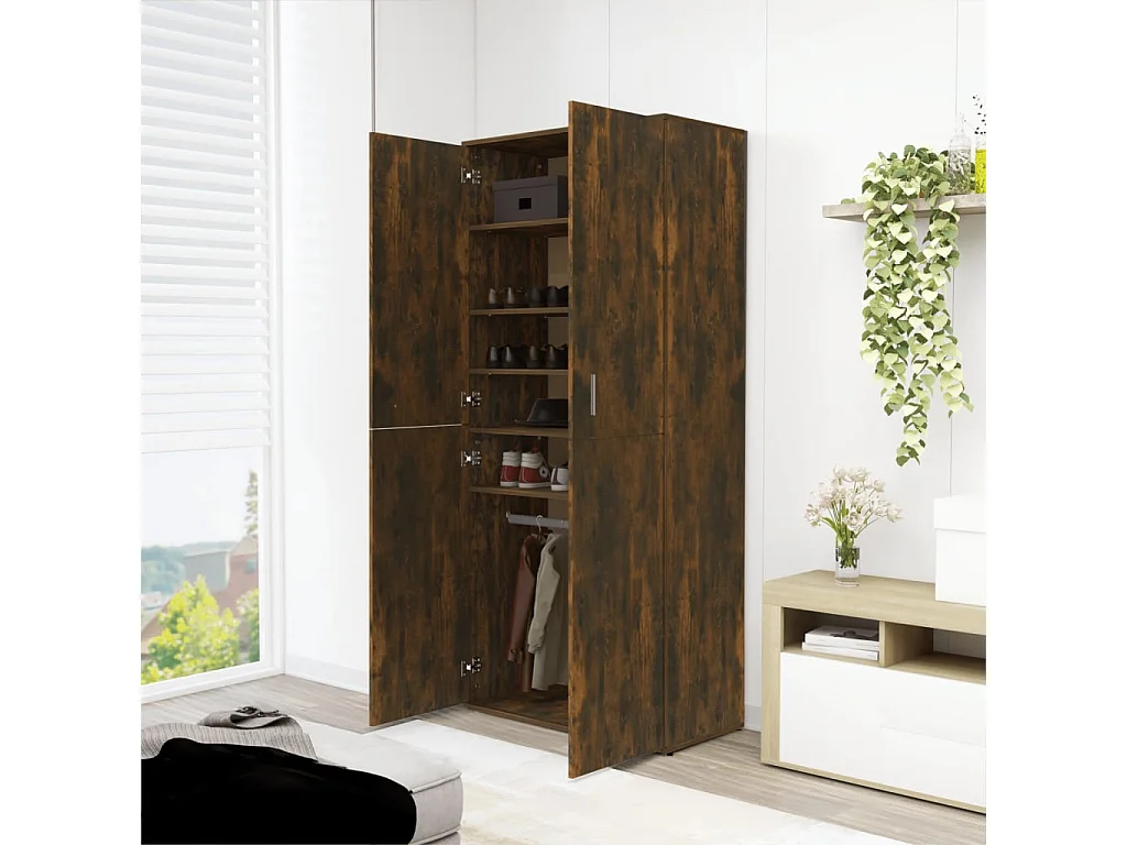 Armoire à chaussures Chêne fumé 80x39x178 cm Bois d'ingénierie