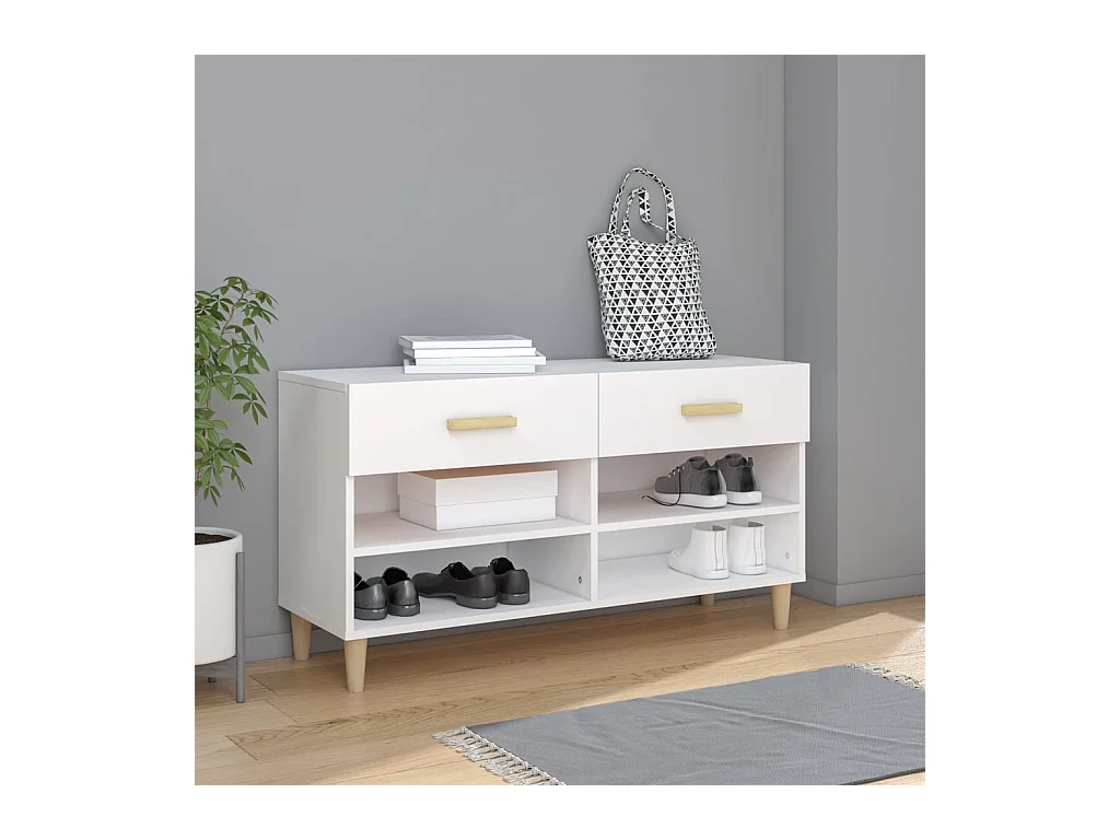 Armoire à chaussures Blanc 102x35x55 cm Bois d'ingénierie