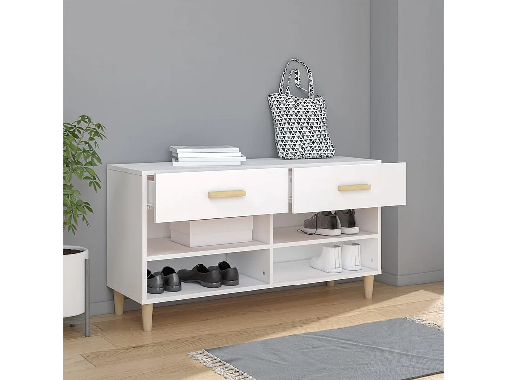 Armoire à chaussures Blanc 102x35x55 cm Bois d'ingénierie