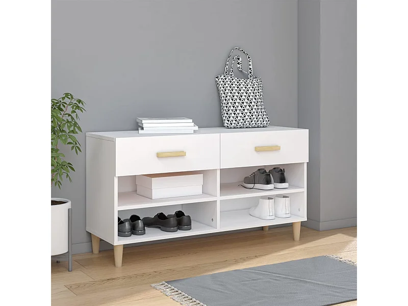 Armoire à chaussures Blanc 102x35x55 cm Bois d'ingénierie