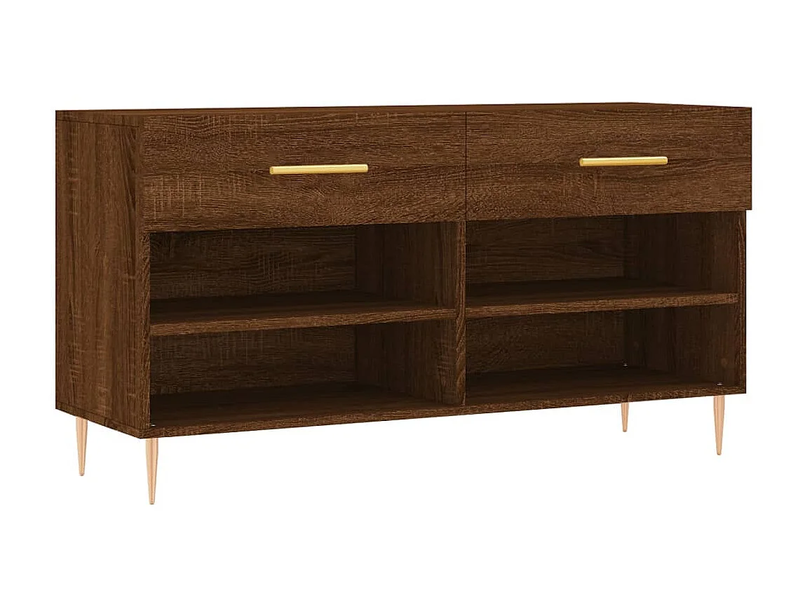 Banc à chaussures chêne marron 102x35x55 cm bois d'ingénierie