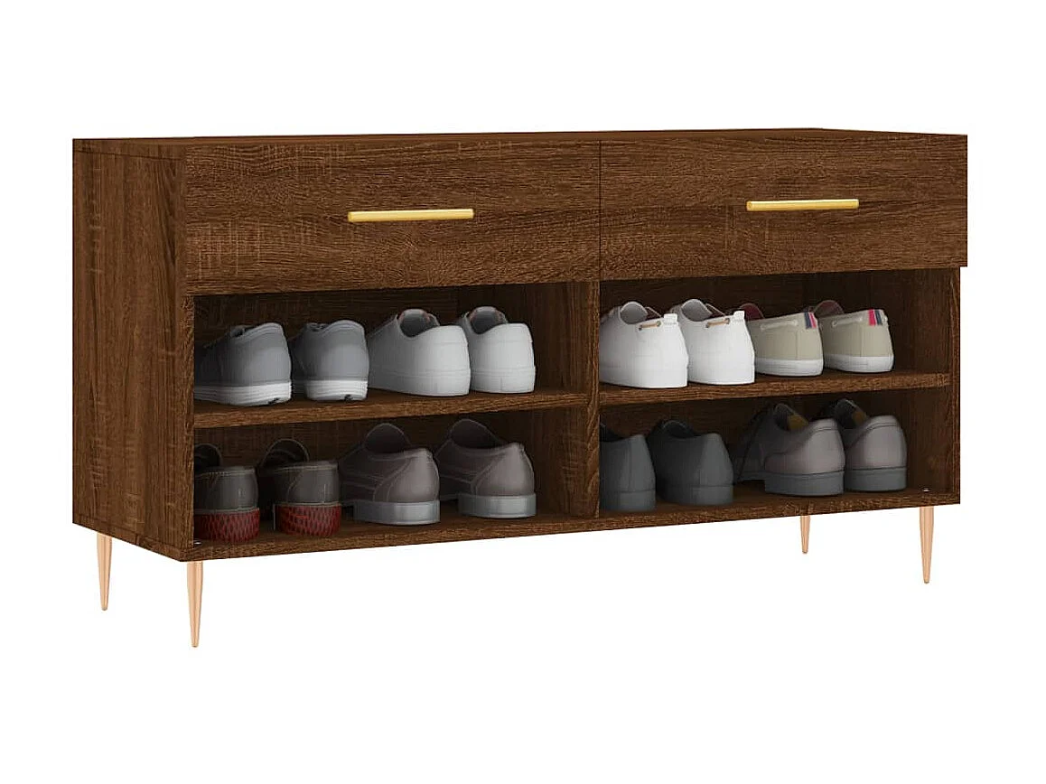Banc à chaussures chêne marron 102x35x55 cm bois d'ingénierie