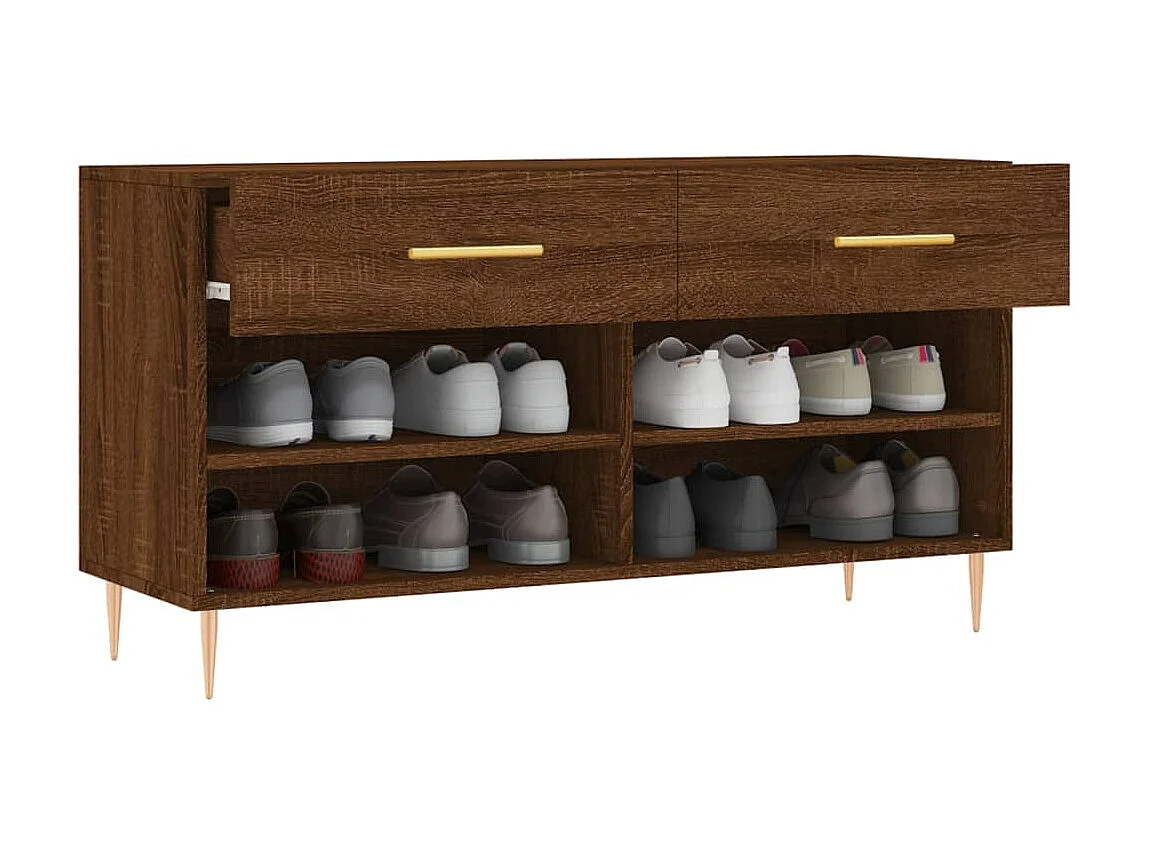 Banc à chaussures chêne marron 102x35x55 cm bois d'ingénierie