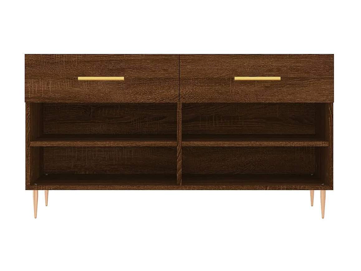 Banc à chaussures chêne marron 102x35x55 cm bois d'ingénierie