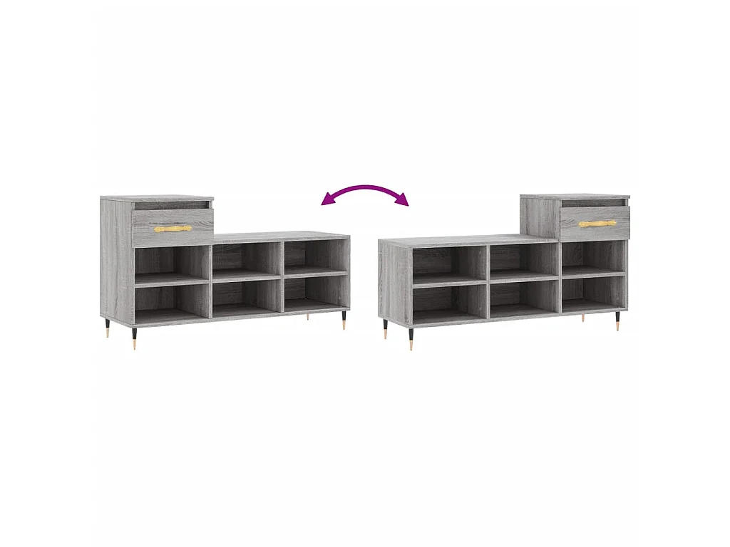 Armoire à chaussures Sonoma gris 102x36x60 cm Bois d'ingénierie