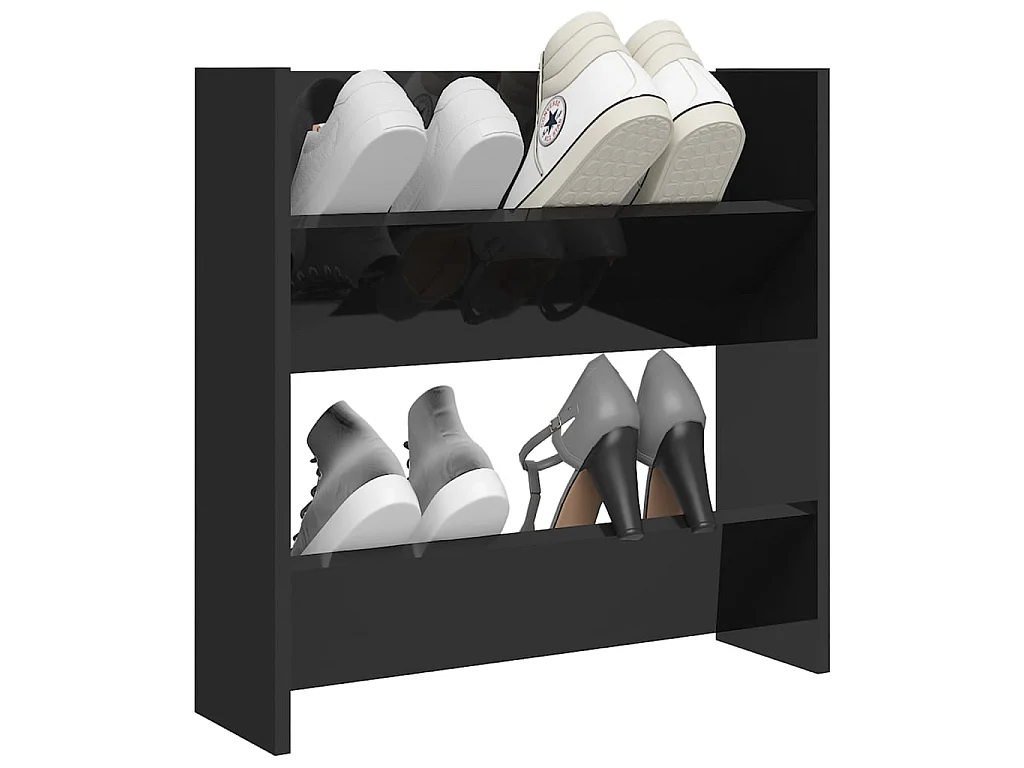 Schoenenkast voor wandmontage Glanzend zwart 60x18x60 cm Spaanplaat