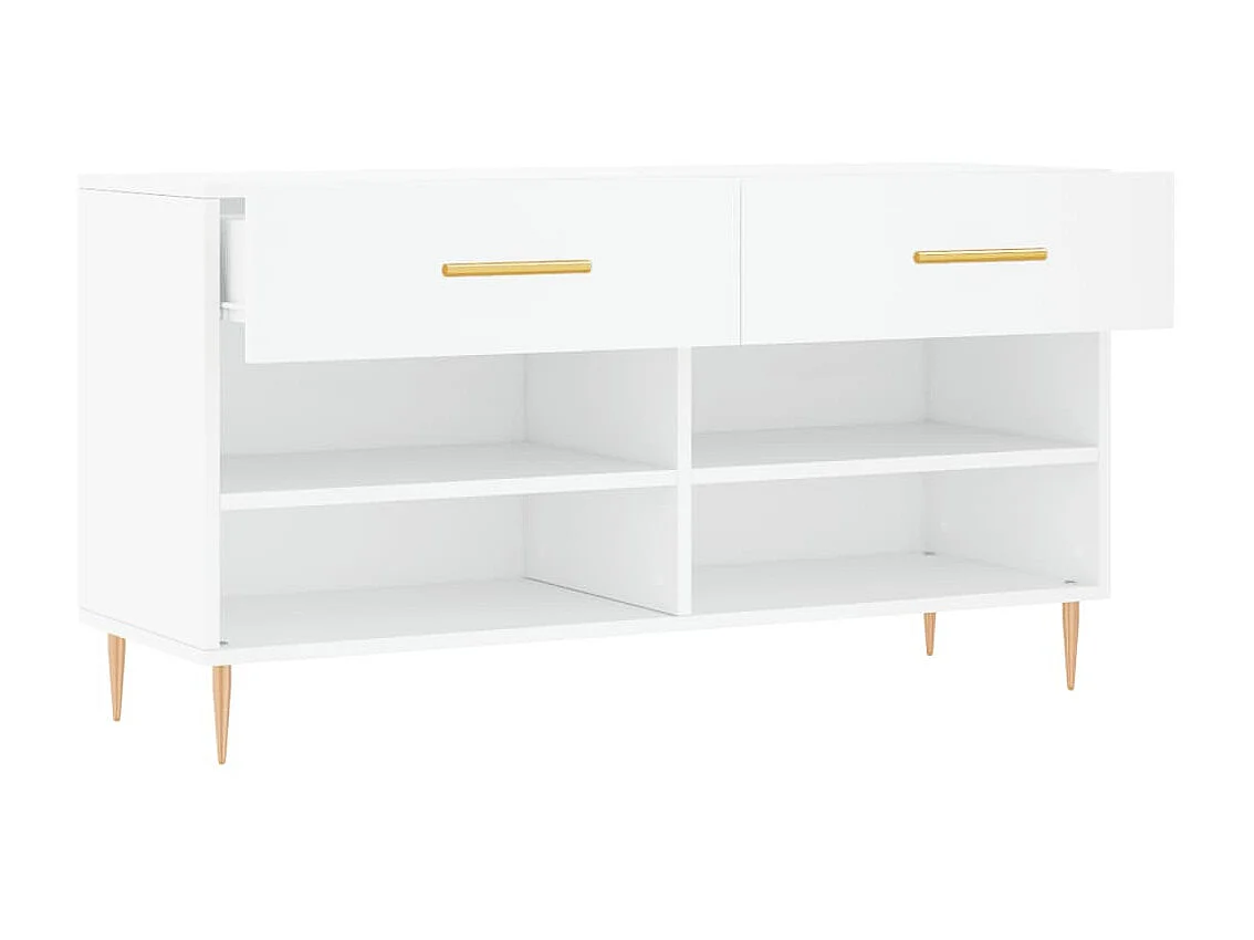 Banc à chaussures blanc 102x35x55 cm bois d'ingénierie