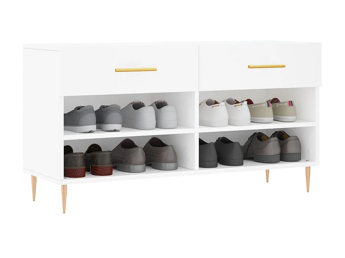Banc à chaussures blanc 102x35x55 cm bois d'ingénierie