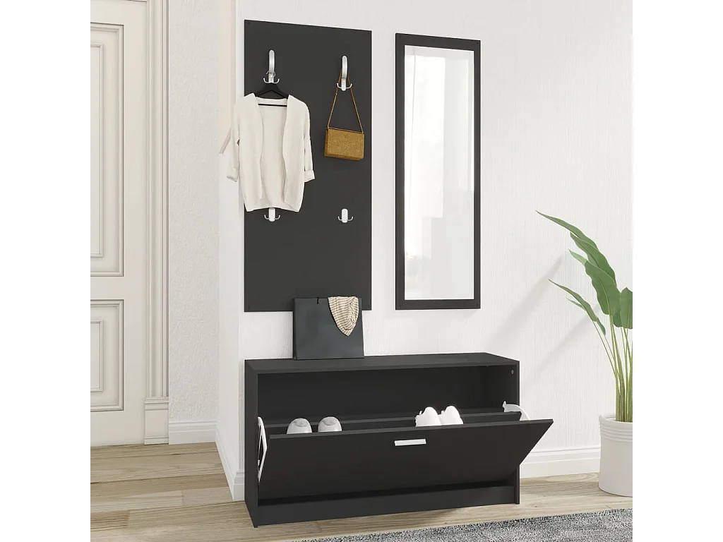 Set scarpiera 3 in 1 in MDF nero