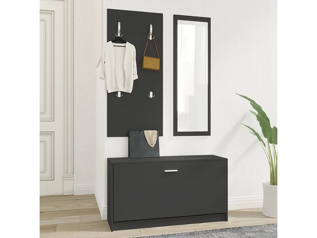 Set scarpiera 3 in 1 in MDF nero