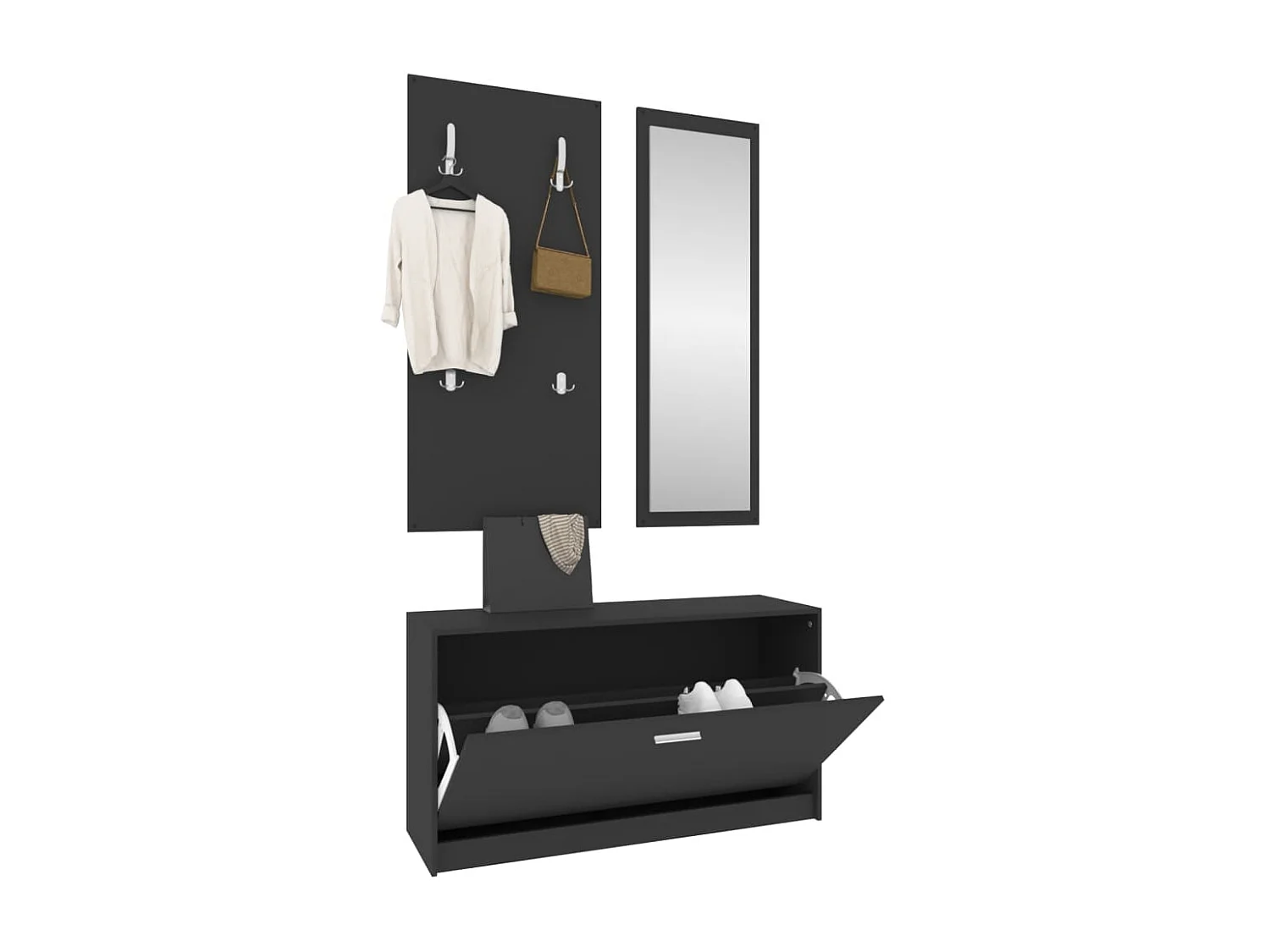 Set scarpiera 3 in 1 in MDF nero