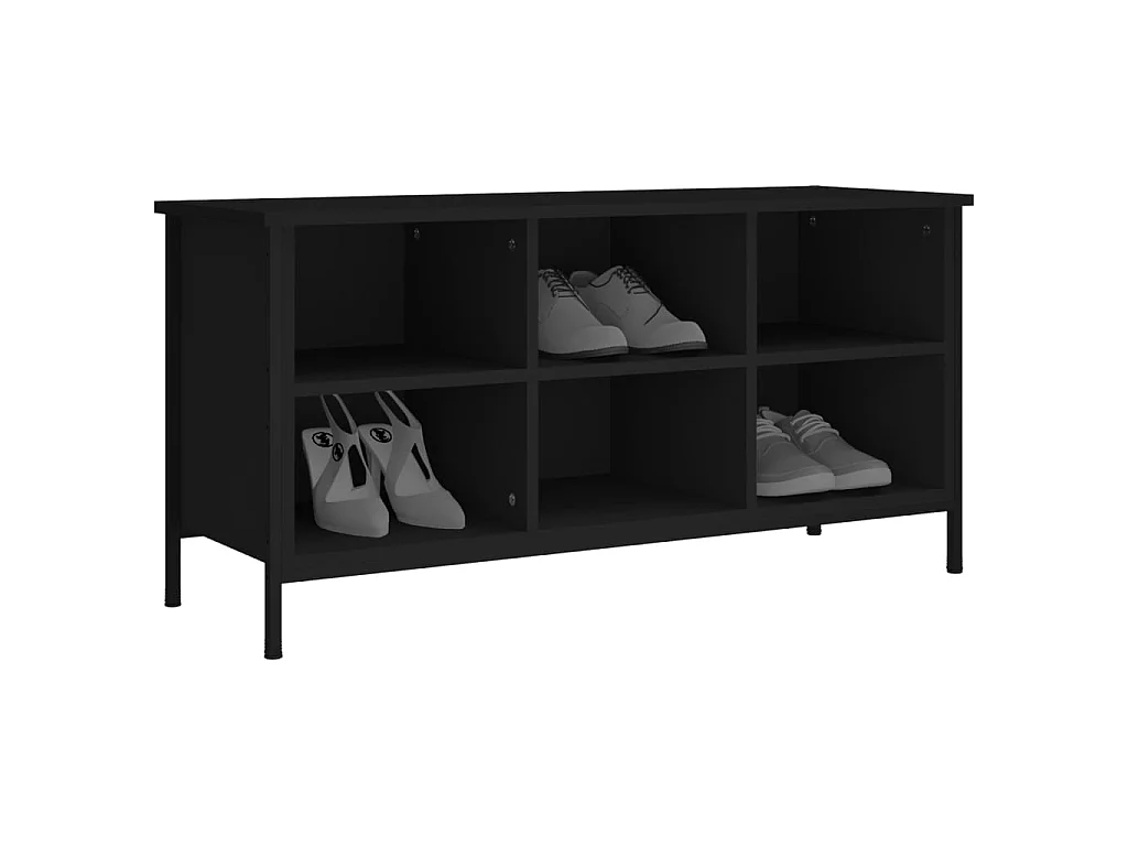 Zapatero negro 100x35x50 cm de madera contrachapada