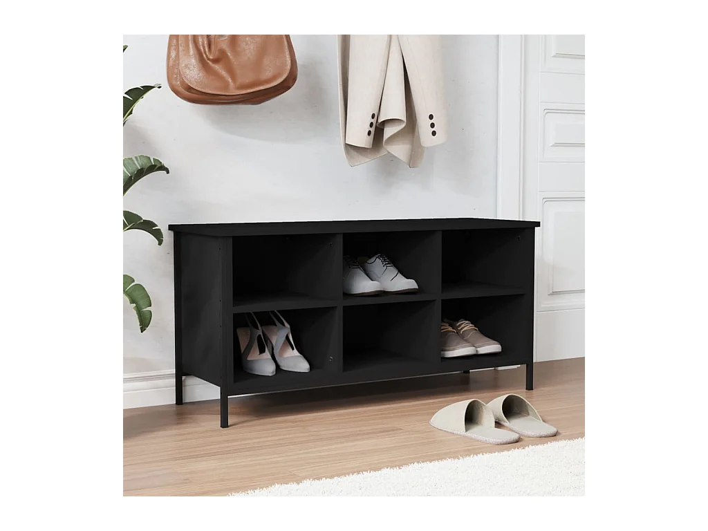 Armoire à chaussures noir 100x35x50 cm bois d'ingénierie