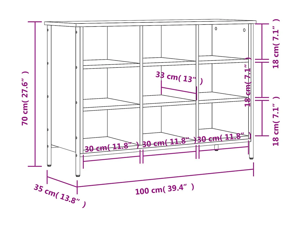 Armoire à chaussures sonoma gris 100x35x70 cm bois d'ingénierie