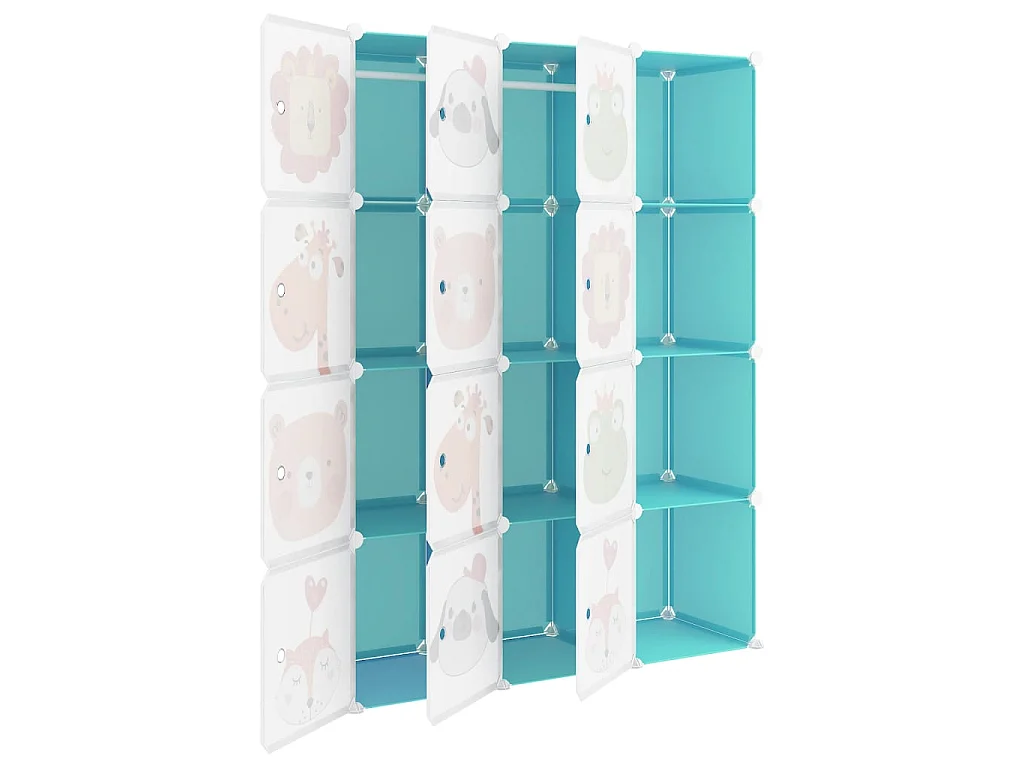 Armoire de rangement pour enfants avec 12 cubes Vert PP