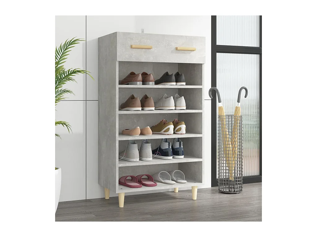 Armoire à chaussures Gris béton 60x35x105 cm Bois d'ingénierie